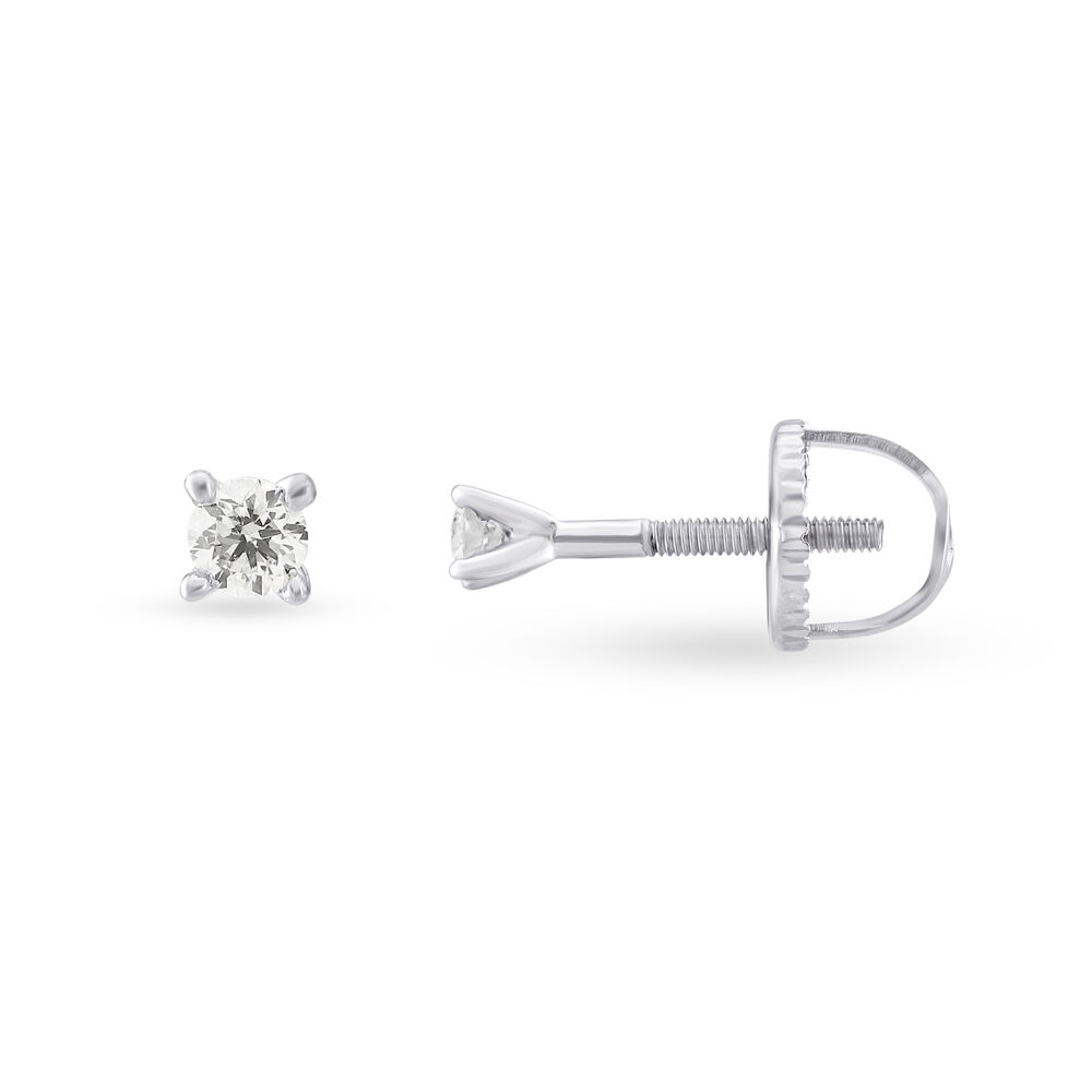 Traditional Diamond and White Gold Single Stone Stud Earrings Tanishq Online Store