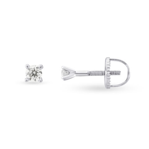 Traditional Diamond and White Gold Single Stone Stud Earrings