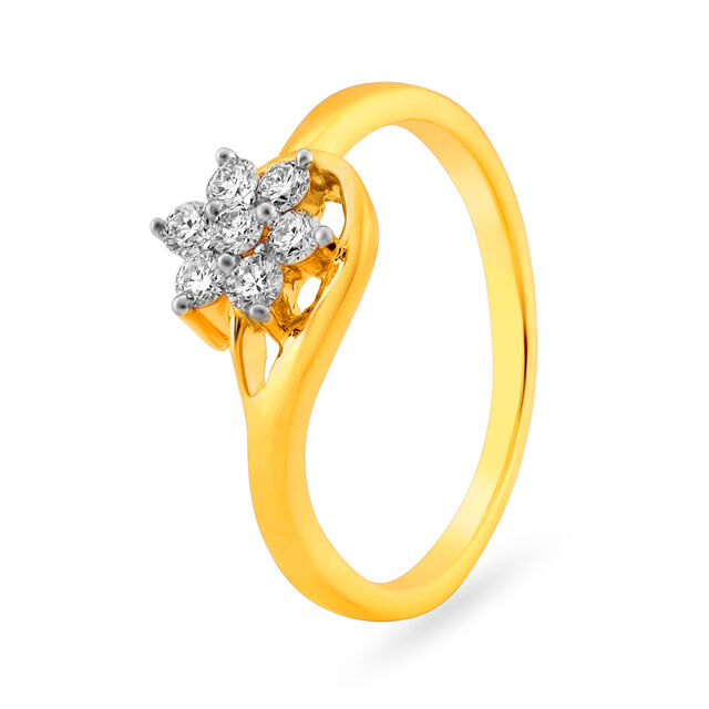 Elegant Floral Motif Seven Stone Diamond Finger Ring,,hi-res image number null