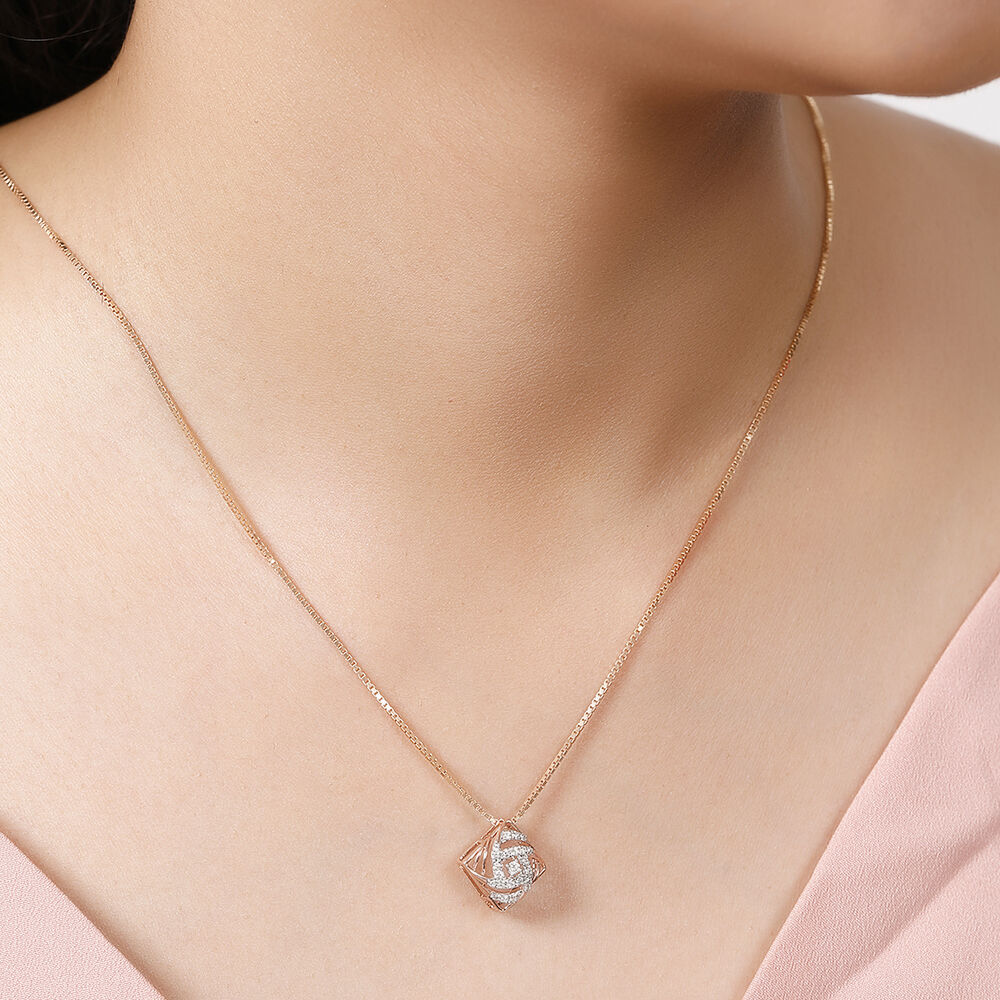 Pink gold shop diamond necklace