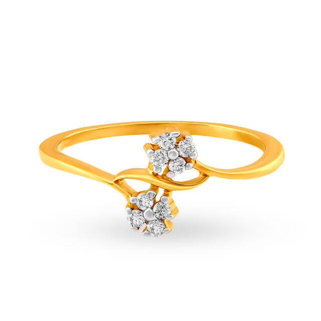 Floral 18 Karat Gold And Diamond Finger Ring,,hi-res image number null