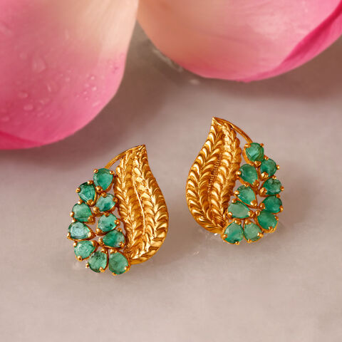 Mystic Emerald Stud Earrings