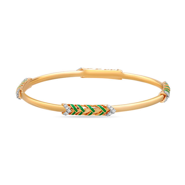14 KT Yellow Gold Chevron Enamel Diamond Bangle,,hi-res image number null