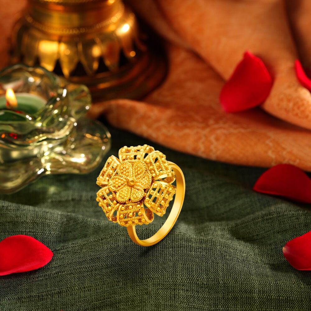 Two flower Design Ladies ring 22k Gold | RATNALAYA JEWELLERS