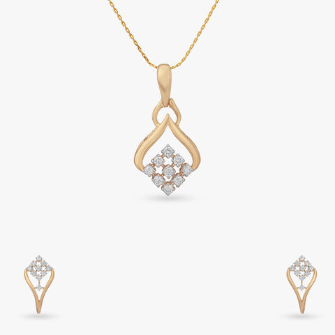 Eternal Curve Diamond Pendant and Earrings Set