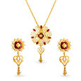 22 Karat Gold Pendant Earrings Set,,hi-res image number null