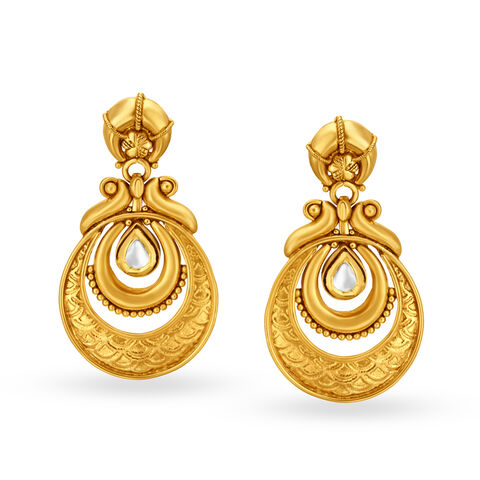 Oval Shaped Gold Drop Earrings