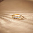 Leaf Pattern Seven Stone Gold and Diamond Ring,,hi-res image number null