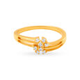 Graceful 18 Karat Yellow Gold And Diamond Finger Ring,,hi-res image number null