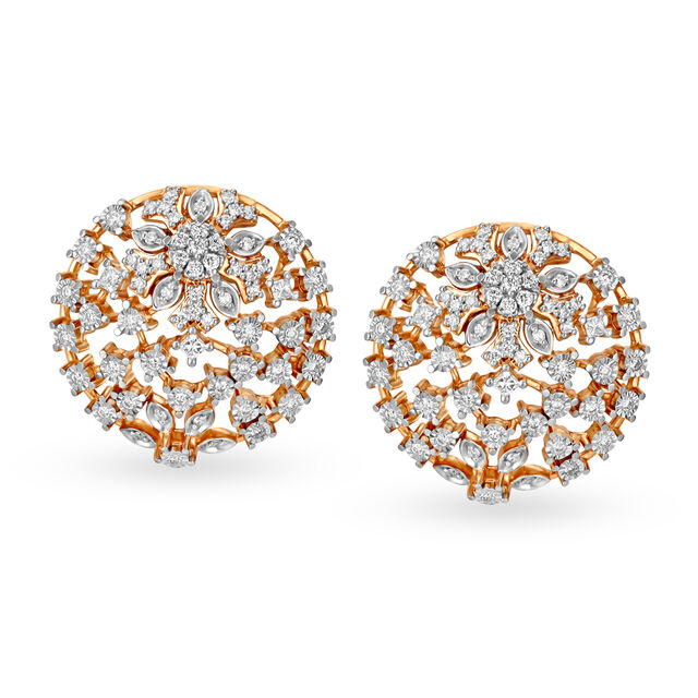 White and Rose Gold Diamond Stud Earrings,,hi-res image number null