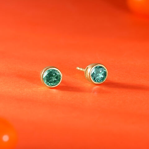 Refined Polished Emerald Gold Stud Earrings