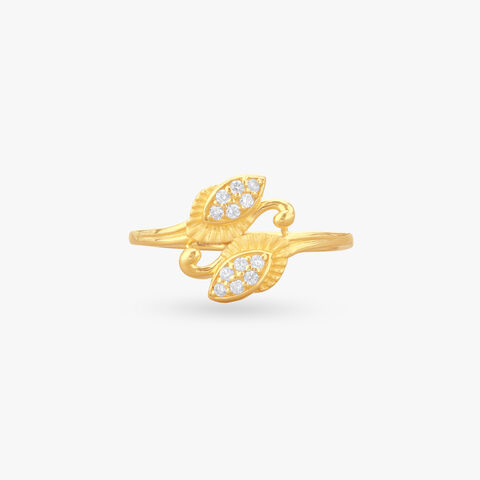 Twin Leaf Gold Ring