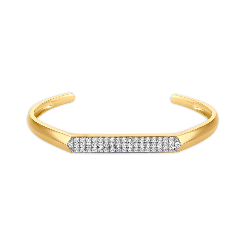 Enchanting Diamond Studded Gold C Kada for men