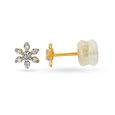 Alluring 18 Karat Yellow Gold And Diamond Floral Studs,,hi-res image number null