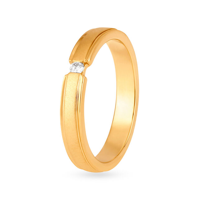 Exquisite Single Stone Gold and Diamond Finger Ring For Men,,hi-res image number null
