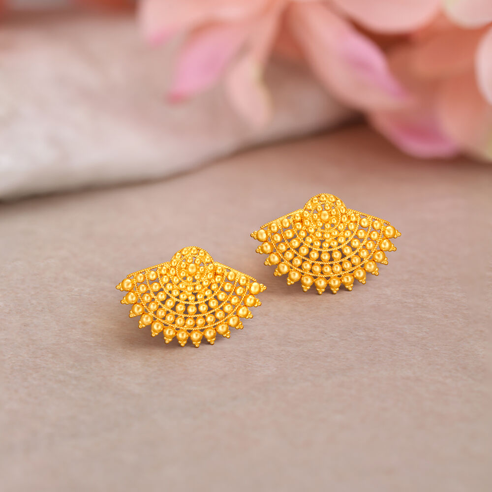 Delicate 22 Karat Yellow Gold Beaded Drops