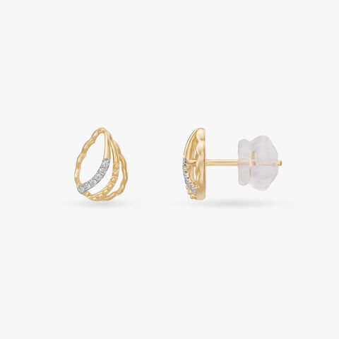 Ripple Arc Diamond Stud Earrings