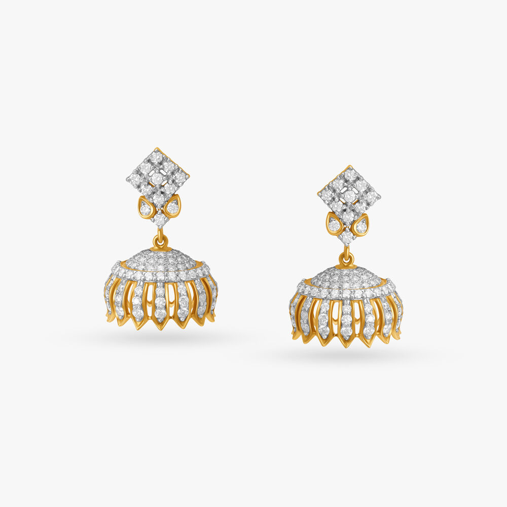 Bright Floral Diamond Jhumkas