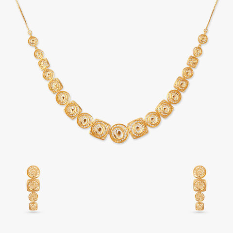 Spiral Cluster Gold Necklace Set