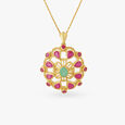 Enchanted Floral Radiant Emerald and Ruby Pendant and Earrings Set,,hi-res image number null