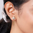 14 KT Yellow Gold Blooming Diamond Stud Earrings,,hi-res image number null