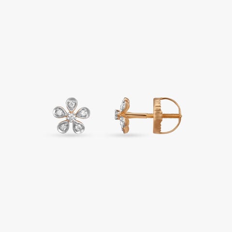 Floral Gleam Diamond Stud Earrings