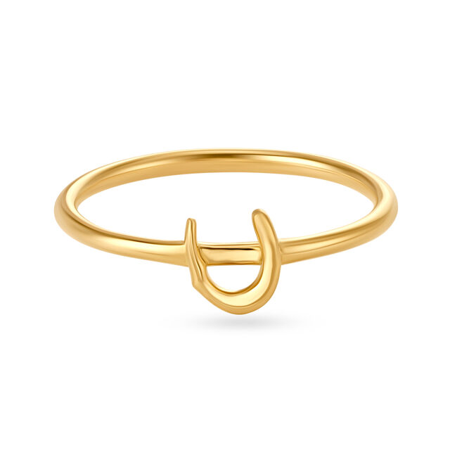 Letter U 14KT Yellow Gold Initial Ring,,hi-res image number null