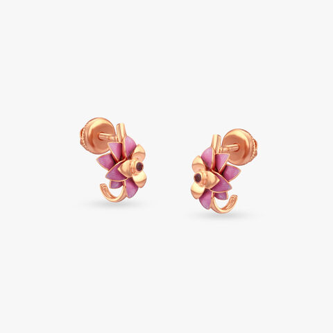 Lotus Blush Gold Hoop Earrings