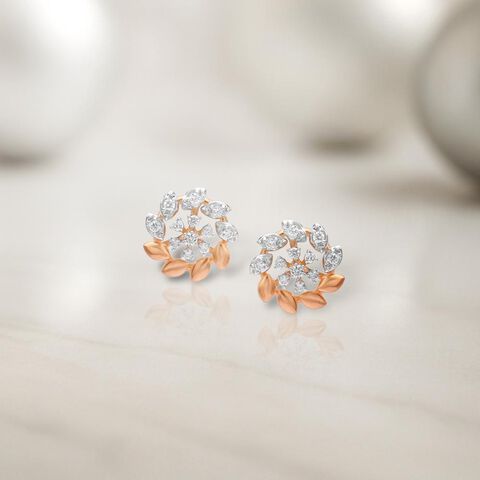 Petal Halo Diamond Stud Earrings
