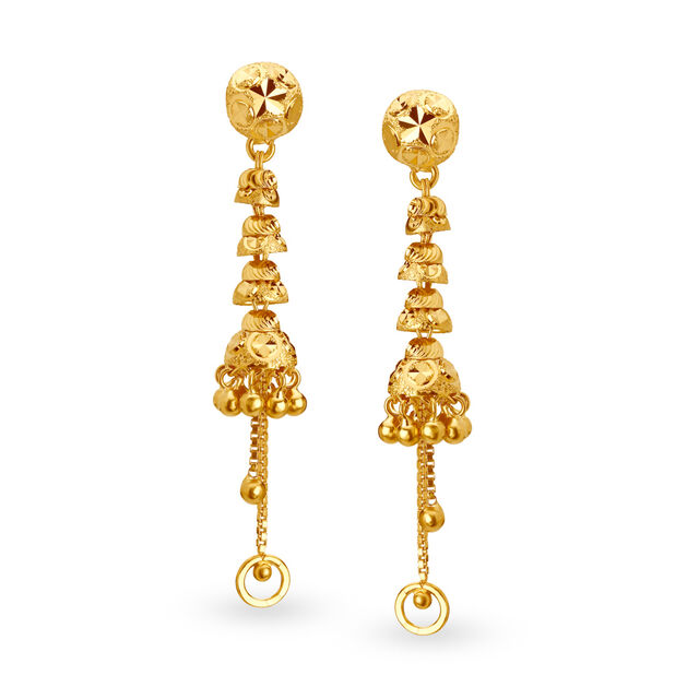 Enticing Sui Dhaga 3 Layer Gold Drop Earrings