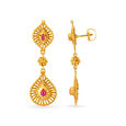 Charming Gold Drop Earrings with Gemstones,,hi-res image number null