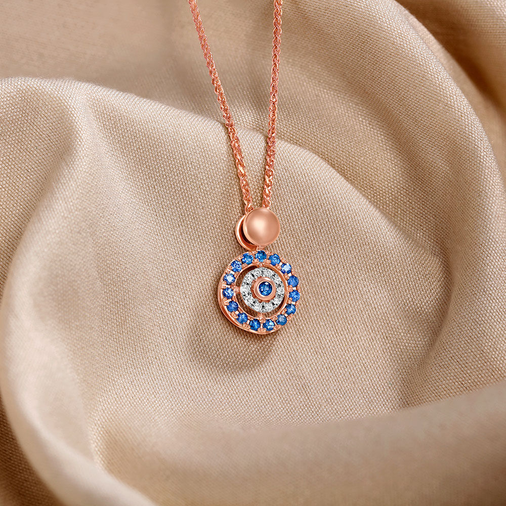 Evil eye diamond best sale and sapphire necklace