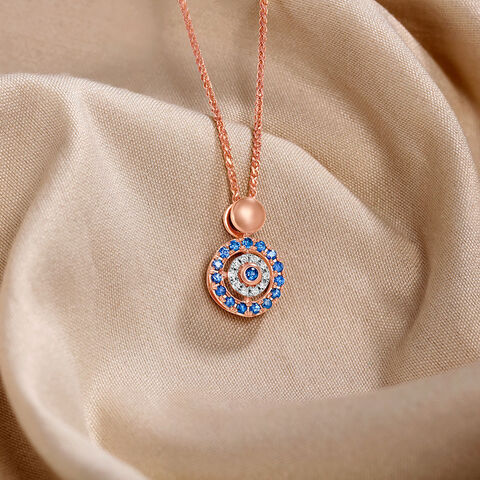 Radiant Evil Eye Diamond and Sapphire Pendant