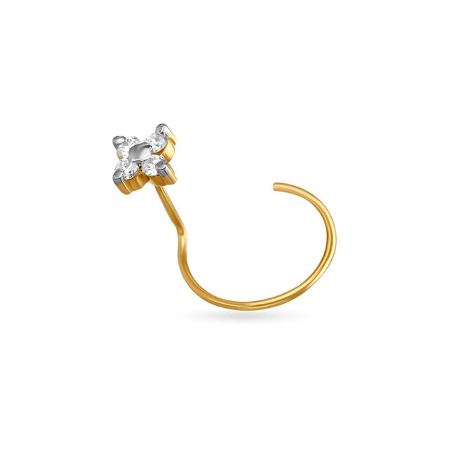 Classic Petite Gold and Diamond Nose Pin,,hi-res image number null