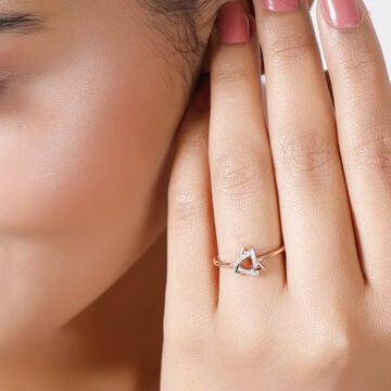 14KT Rose Gold Twinning Trinket Diamond Finger Ring