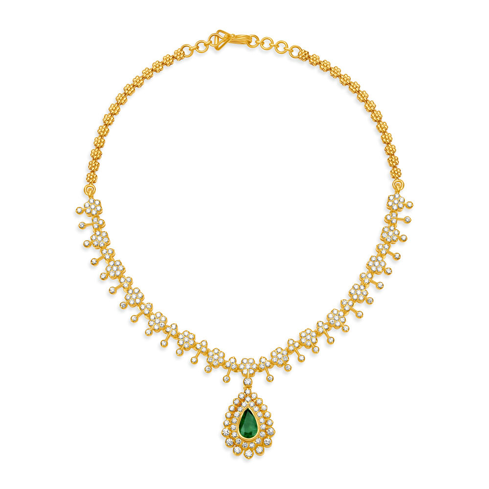 Emerald diamond necklace tanishq shop