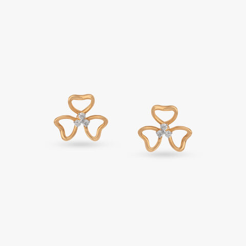 Petite Clover Diamond Stud Earrings