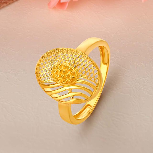 Artsy Mesh Pattern Ornate Gold Finger Ring