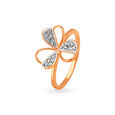 14KT Rose Gold Diamond Finger Ring With Floral Design,,hi-res image number null