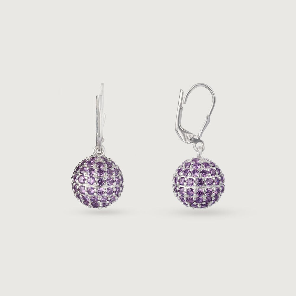 Amethyst Lustre Silver Hoop Earrings for Women