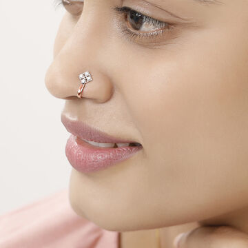 14 KT Rose Gold Diamond Clip-On nose pin