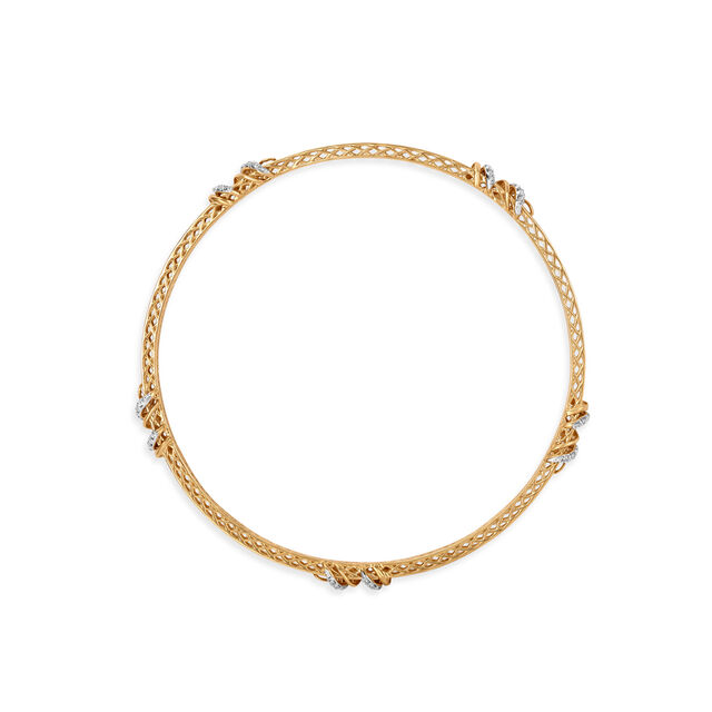 14KT Stunning Diamond Bangle with Gold Jaali patterns,,hi-res image number null