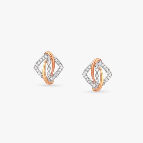 Geometric Sway Diamond Stud Earrings