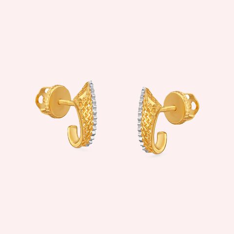 Lattice Curve Gold Hoop Earrings