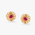 Gilded Golden Blooms Ruby Pistil Stud Earrings,,hi-res image number null