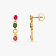 Golden Ruby and Emerald Cascade Pendant with Chain and Earrings Set,,hi-res image number null