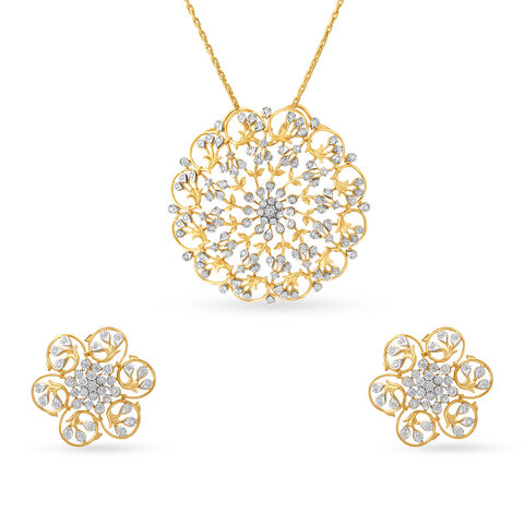Intricate Diamond Pendant Set in a Floral Pattern