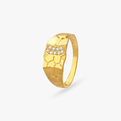 Textured Arc Gold Ring for Men