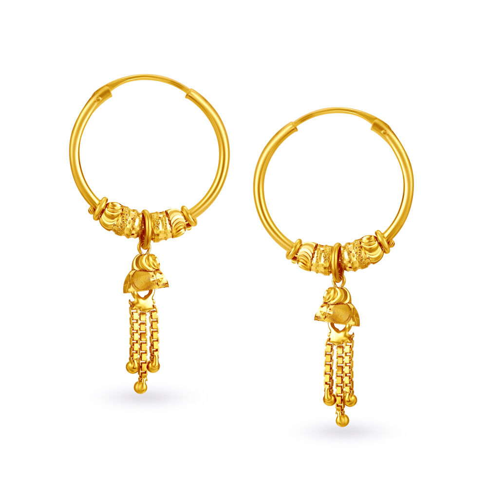 Women Tanishq 18KT Yellow Gold Diamond Hoop Earrings at best price in  Tiruchirappalli