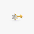 Petite Floral Gold and Diamond Nose Pin,,hi-res image number null